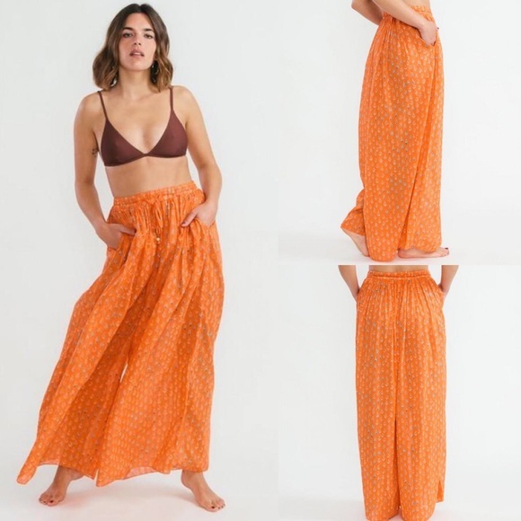 NWOT!! Free People Dream Time Orange Lounge pant - Picture 5 of 7